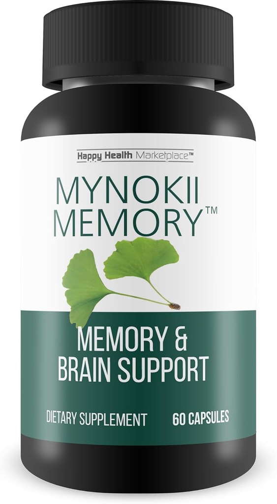 Μynokii Memory - Nootropic Brain Supplement - Memory & Brain Support with Ginkgo Biloba & DMAE - Μνήμη βοήθειας, εστίαση, σαφήνεια, παραγωγικότητα - Προώθηση καθαρής σκέψης & συγκέντρωσης - Συμπληρώματα μνήμης