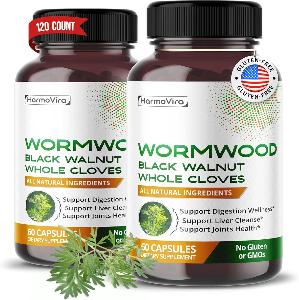 Wormwood Black Walnut Whole Cloves Ginger - Destek Digestion Wellness, Liver Cleanse, Joints Health - 120 günlük Supply - ABD'de Gerçekleştirildi