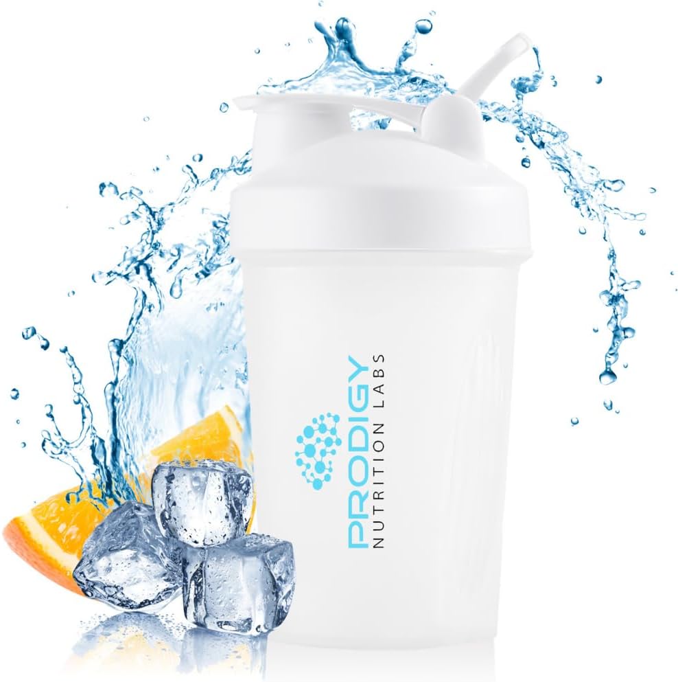 Prodigy Nutrition Labs Premium Shaker Şişe Protein Shakes ve Pre Workout -14 Ounce (Beyaz)