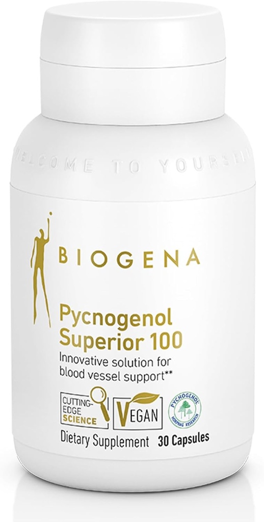 Biogena Pycnogenol 100 mg Gold with Premium Patented French Maritime Pine Bark Ekstraksiyon (Pinus Pinaster) Blood Circulation