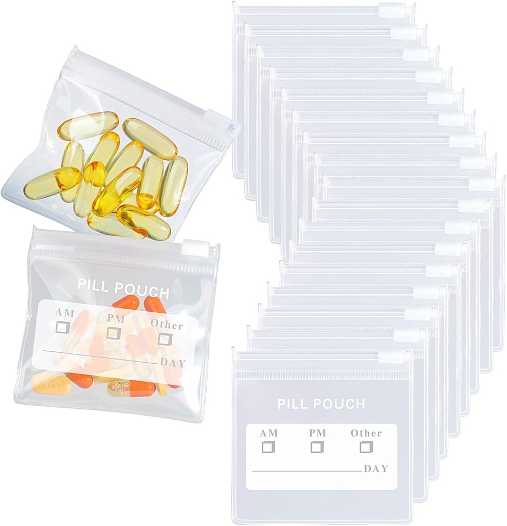 36 Packs Pill Pouches BPA Ücretsiz Pill Çanta 12mil Mark Pen 3 x 2.75 inç Küçük Zipbag with Write-on Label Seal Ziplock Pill Pouch for Travel Pill Organizer, Jewel, Small Craft Pieces