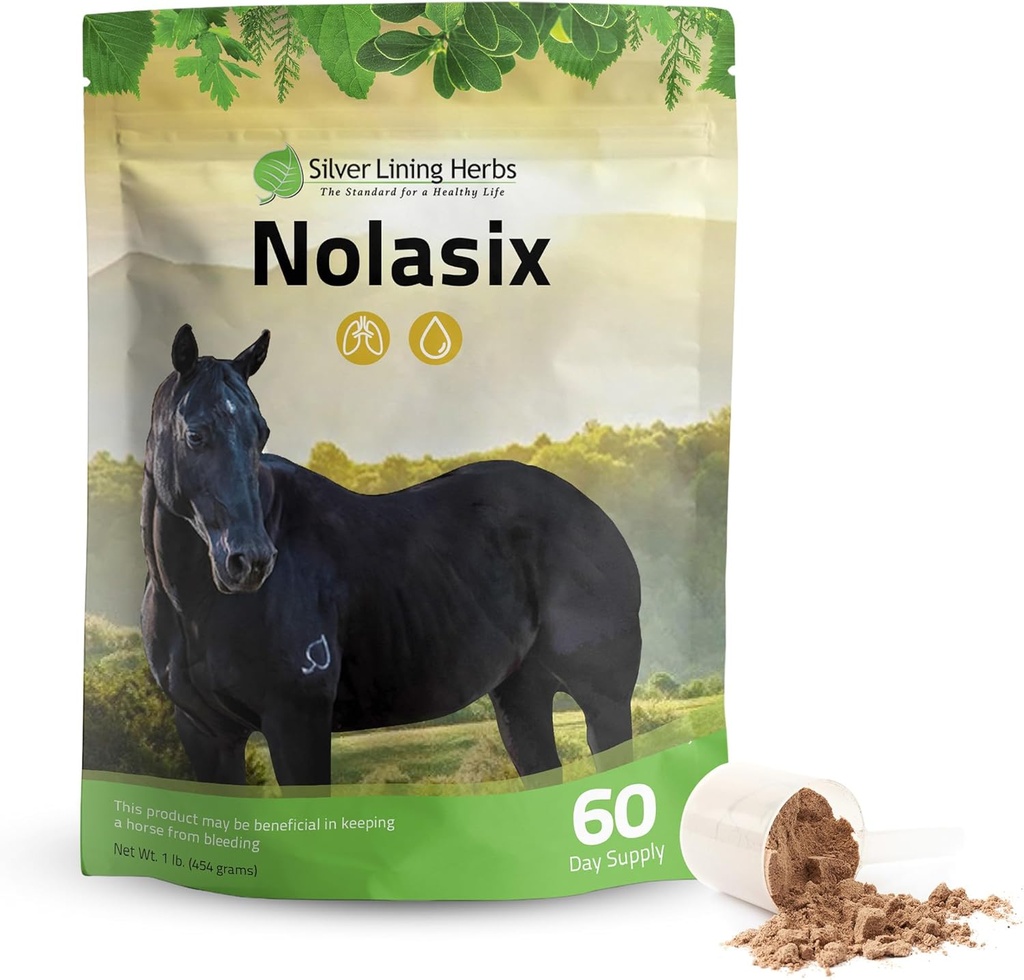 Gümüş Lining Herbs Nolasix Lung & Circulation Supplements for Horses – Natural Herbal Horse Supplement for Circulation, Heart Health & Lung Support – Normal Nefes Alma ve Vascular Destek – 1 lb