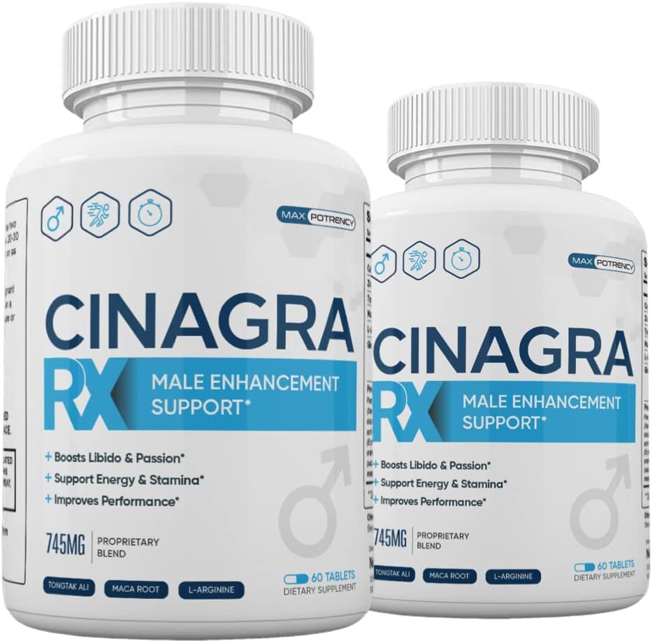 (2 Pack) Erkekler için Cinagra RX Pills, Cinagra RX Supplement Advanced Formula, 120 Kont