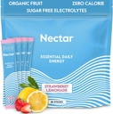 Nectar Energy Booster - Βιολογική καφεΐνη, B12 & ηλεκτρολύτες - Ζάχαρη Χωρίς & Μηδέν θερμίδες – Υγιεινός καφές, Ενεργειακό Ποτό & Εναλλακτική Σόδα – Ενυδάτωση & Ενεργειακό Συμπλήρωμα (Straw. Λεμονάδα 18 Πακέτα)