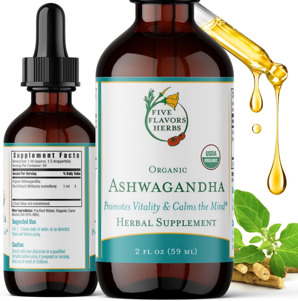 Ashwagandha Tincture - Vitality, Calms The Mind, Immune Support, Adaptogen, Lemon Balm, Herbal Supplement - 2 Fl Oz Oz