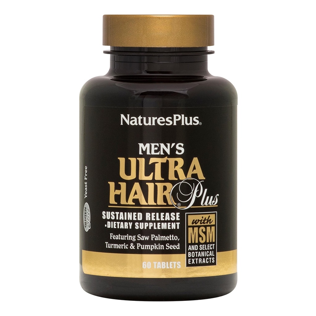 NaturesPlus Men's Ultra Hair Plus, Παρατεταμένη Κυκλοφορία - 60 Tablets - All-Φυσικό συμπλήρωμα ανάπτυξης μαλλιών για τους άνδρες - Προάγει Fuller, Healthier Hair - Gluten-Free - 30 Σερβιέτες