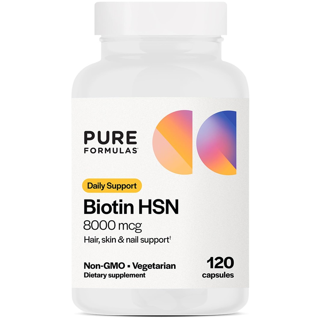 PureFormulas Biotin 8000 mcg Hair Skin Nails Biotin Supplement Biotina, Biotin Saç Büyüme Vitaminleri B7 Kadınlar ve Erkekler için Tamam 120 Capsules