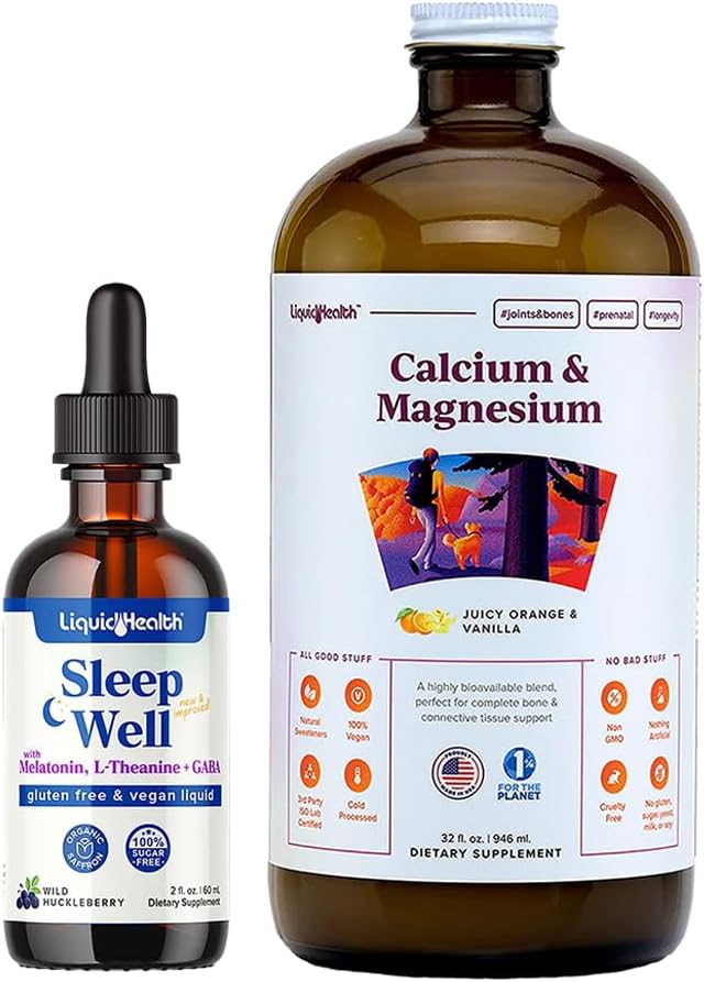 LIQUIDHEALTH Sleep Well Melatonin Drops & Steel and Liquid Ortak Supplement Sche - Doğal Herbal Uyku Yardımı, Rahatlama, Kemik, Doku, Ve Ortak Destek - ABD Made, Vegan, Non-GMOMO