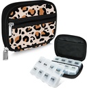 Serfeymi Weekly Travel Pill Organizer Pill Case for Purse with Reforce 7 Day Pill Box, Fashionable Travel Medicine Organizer Pill Konteyner for Medicine, Vitamin, Supplement - Brown 02 + Pill Box
