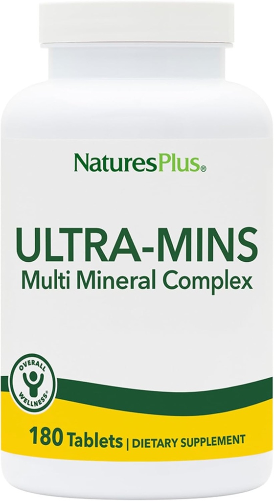 NaturesPlus Ultra-Mins - 180 Tablet, 2 Paket - Multi Mineral Kompleksi, Demir, Magnezyum & çinko - Vegan, Gluten Free - 180 Toplam Hizmetler