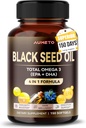 Organic Black Seed Oil - 150 Softgel - 100% Cold Pressed Source of Omega 3 (EPA + DPA) - Δέρμα, Μαλλιά, Ανοσοποιητική Υποστήριξη (150 Count (Pack of 1))