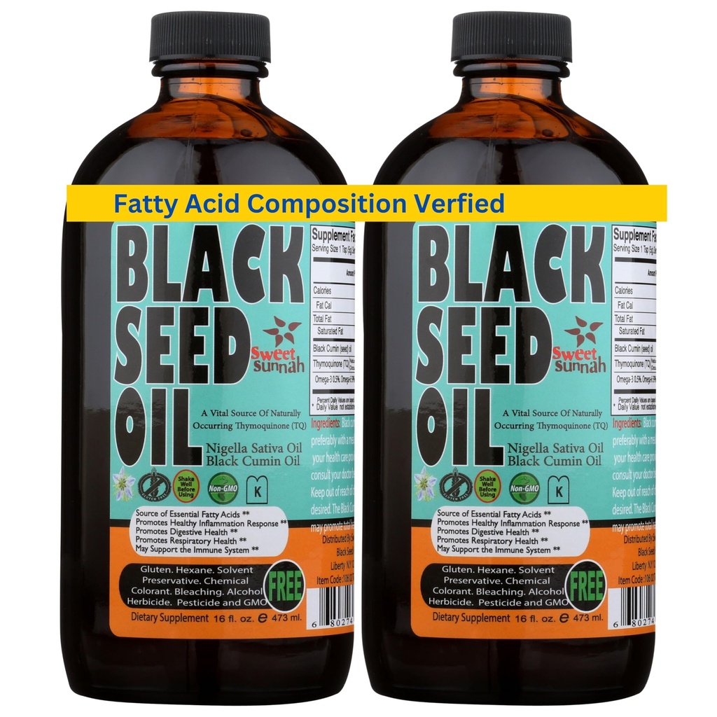 180 Days Premium 2 Pack 16-Ounce Turkish Black Seed Oil - 3X Thymoquinone Optimal - Cold-Pressed, Antioksislerin Doğal Kaynağı - Sweet Sunnah