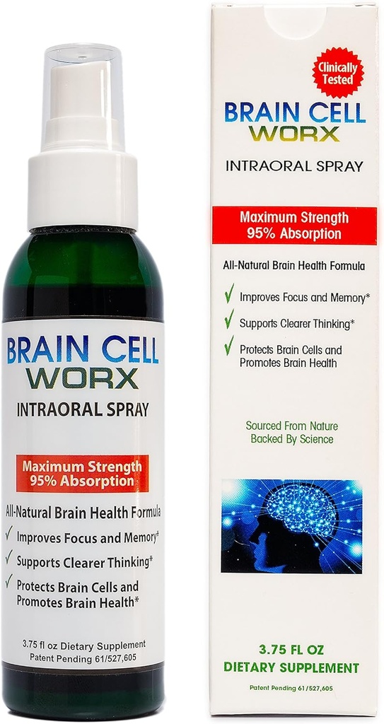 # 1 Booster Εγκεφαλικής Υγείας σε ένα σπρέι - Βελτίωση της εστίασης και της μνήμης - Εγκεφαλικό Worx κυττάρων (υπογλώσσια), όλα τα φυσικά - καθαρότερα συστατικά υψηλής ποιότητας Alpha GPC (Χολίνη), Ginkgo και Resveratrol