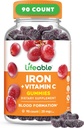 Lifeable Iron Gummies | 20mg | Vitamin C | Great Tasting Blood Builder Iron Supplement | Iron Deficiency için C vitamini ile Demir Gummies | Kadınlar için Demir Gummies, Erkekler, Yetişkinler | 90 Gummies