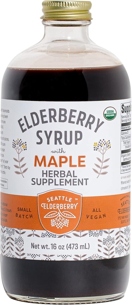 Maple Syrup ile Syrup – Delicious, Vegan, Gluten-Free Herbal Supplement with Potent Immunehes Made from Only Organic Materialss in Small Batches in the USA - 16oz