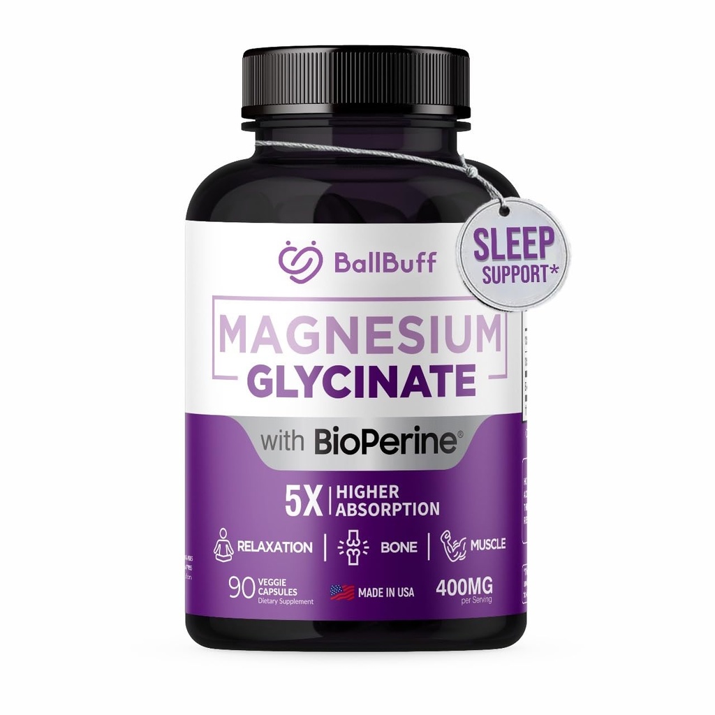 Magnezyum Glycinate 400 mg - 5X Yüksek Abvitamin - Stres Yardımı, Uyku, Kemik Sağlığı - %100 Chelated - Pure Magnezyum Supplement - 90 Veggie Capsules