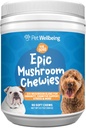 Pet Wellbeing Epic Mushroom Chewies for Dogs - Ανοσοποιητική υποστήριξη, Γνωστική υγεία, Adaptogenic υποστήριξη στρες με Reishi, Chaga, Mane Manage Λειτουργικά Μανιτάρια Λιονταριού - Veterinian-Formulated 90 Μαλακά μάσημα