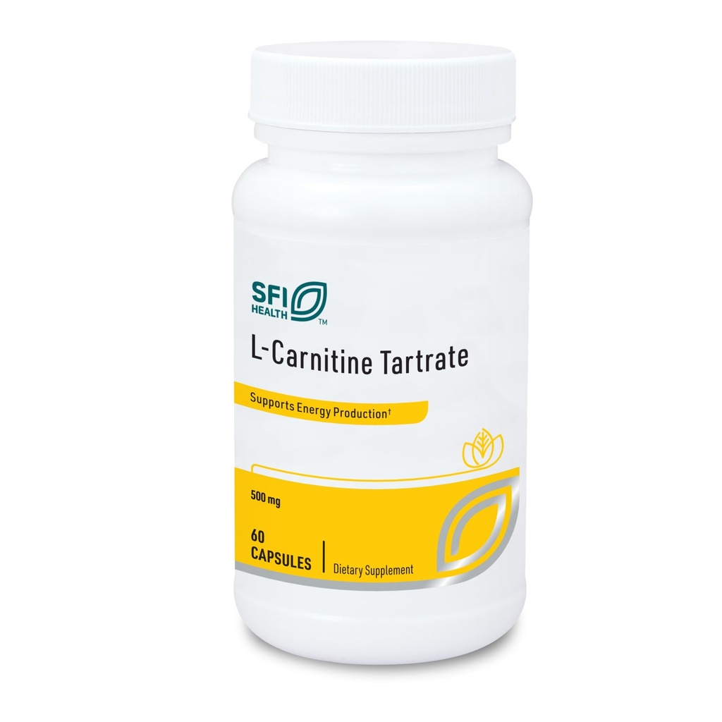 Klaire Labs SFI Health L-Carnitine Tartrate - 500 mg Amino Acid, Σταθεροποιημένο L-Carnitine - Χωρίς συνθετική D-καρνιτίνη (60 κάψουλες)