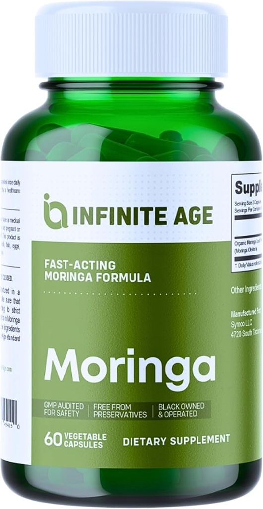 INFINITE 1000 mg Organik Moringa Leaf Toz Capsules, 60 Kont - ABD'de, Vegan, Gluten Free, All-Doğal - Antioksis, Liver ve Kidney Support Supplement