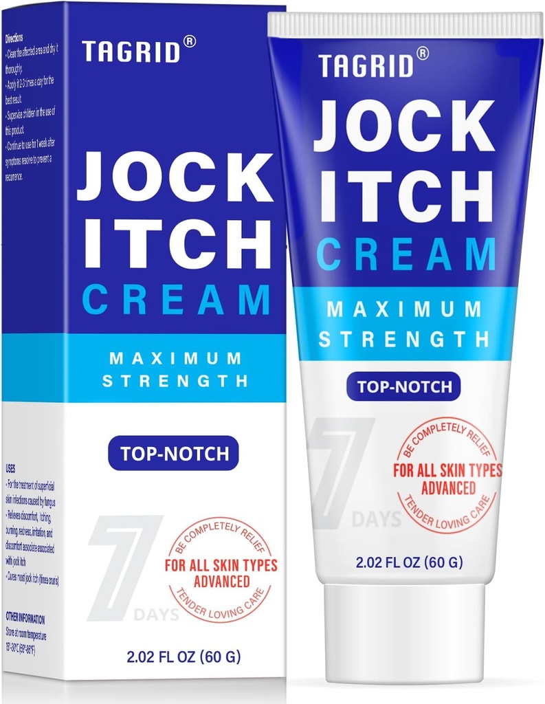 TAGRID Jock Itch Cream, Jock Itch, Jock Itch Cream Extra Strength for Men & Women, Itchy Balls Cream, Yeast Enfeksiyon Tedavisi - Güçlü ve Hızlı - 60g