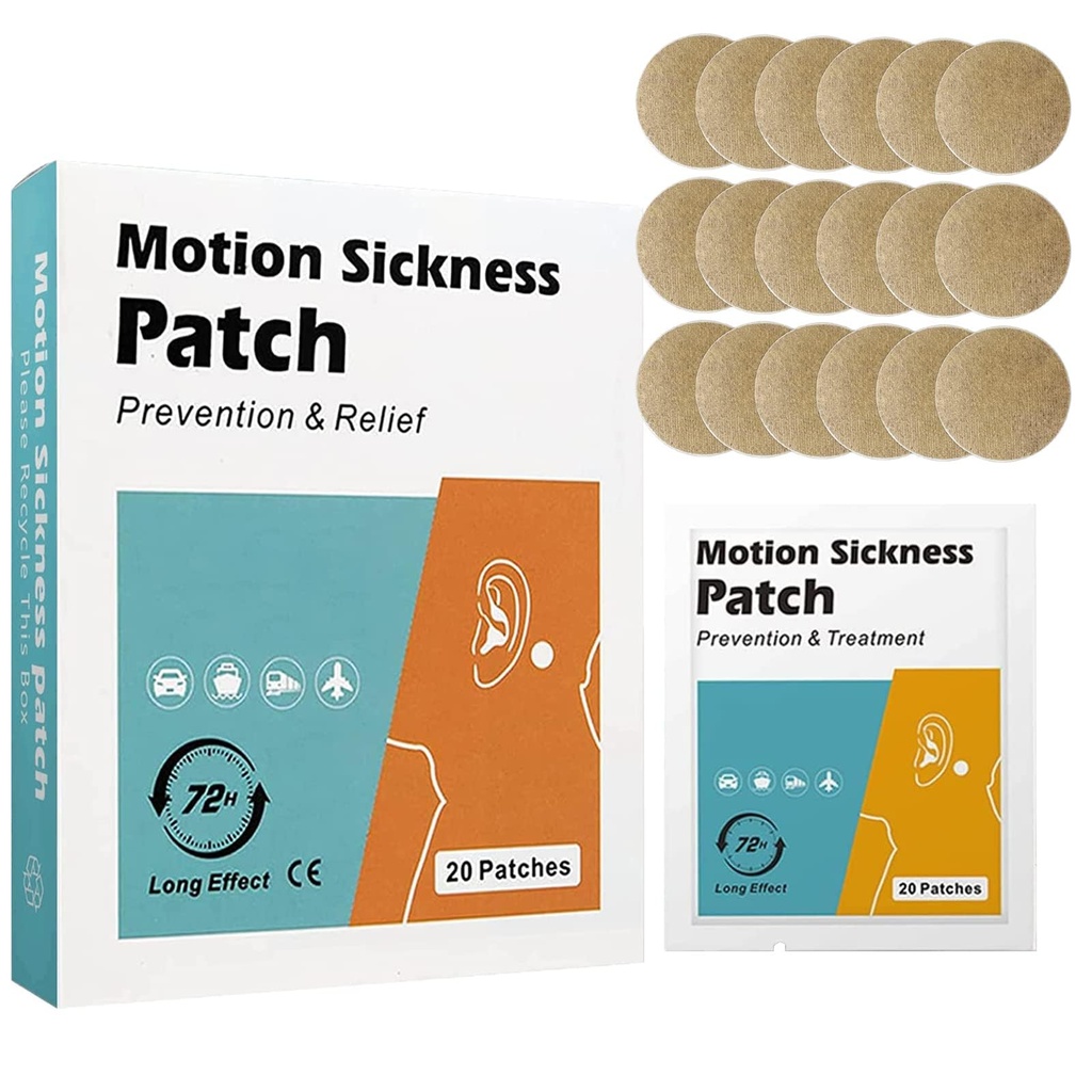 20 Kont Motion Hastaness Patches - Denizlerden Daha Hızlı Relieves Dizziness, Car ve Boat Rides, Cruise and Airplane Travel Patches