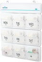 Monthly Pill Organizer 28 Days Plus More 2 Days / 9 Pillbox with 4 compartments Inside/can be Hung on a Wall/Medicine Vitamin Fish Oil Supplements