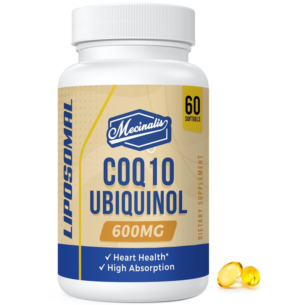 Liposomal CoQ10 Ubiquinol 600 mg Softgels|Superior Abxia Ubiquinol CoQ10 Supplement|Powerful Active Antioksidan Form of Coenzyme Q10|Heart Function & Energy Production|60 Softgels
