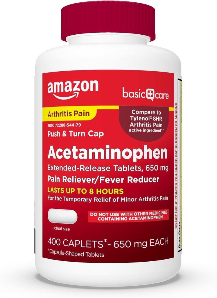 Temel Bakım Acetaminophen Extended-Release Tabletleri, 650 mg, Arthritis Ağrı, 400 Kont