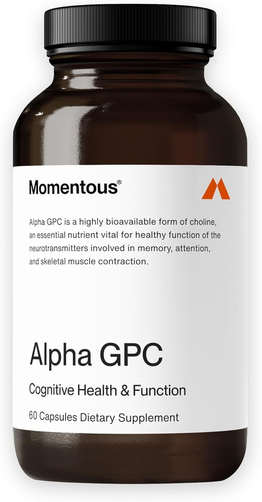 Momentous Alpha GPC Supplement - Cognitive Health & Function Support - NSF Spor için sertifikalı - GMO- & Gluten-Free - 60 Hizmetler