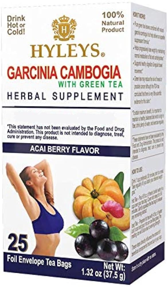 HYLEYS Tea Garcinia Cambogia Green Tea with Acai Berry Flavor - 25 Tea Bag (12 Pack - 300 Tea Bag Total)