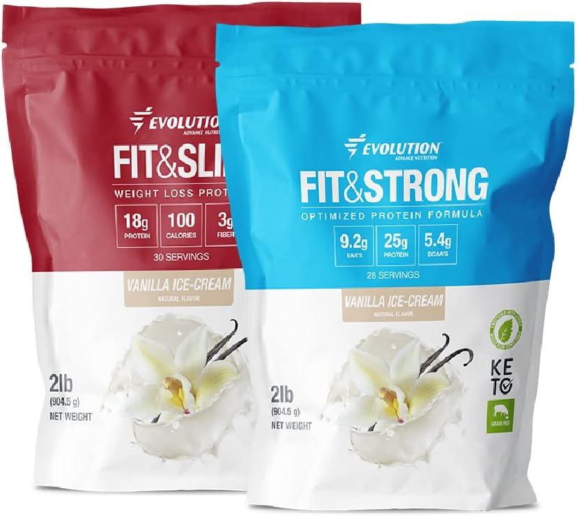 Evolution Advance Nutrition Grass Fed 100% Whey protein Toz + Fit & Slim with Glucomannan, Inulin Fiber – Yüksek Fiber, Yüksek Protein, Pure, Keto Onaylandı, GMO, Stevia Sweetized - 2 Pack & Slim with Glucomannan, Inulin Fiber – High Fiber, High Protein, Pure, Chem Onaylandı, GMO, Non GMO, Stevia Sweetized – 2 Pack