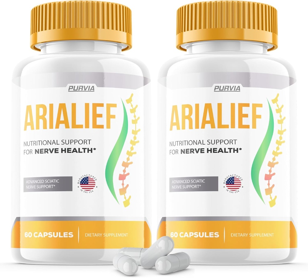 (2 Pack) Arialief Capsules Sciatica - Resmi Formula - Arialief Vitamin Tamam Gelişmiş Güçlü Formula, Arialief Capsules Beslenme Desteği En Güçlü Genel Wellness (120 Capsules)