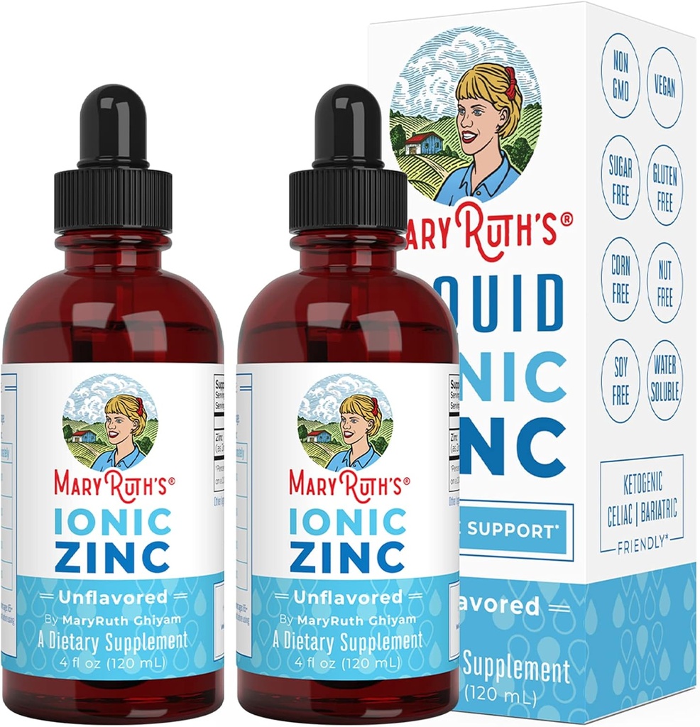 MaryRuth Organics, Ionic çinko Sıvı Immune Support Unflavored 4oz.(120 ml) 2 Pack