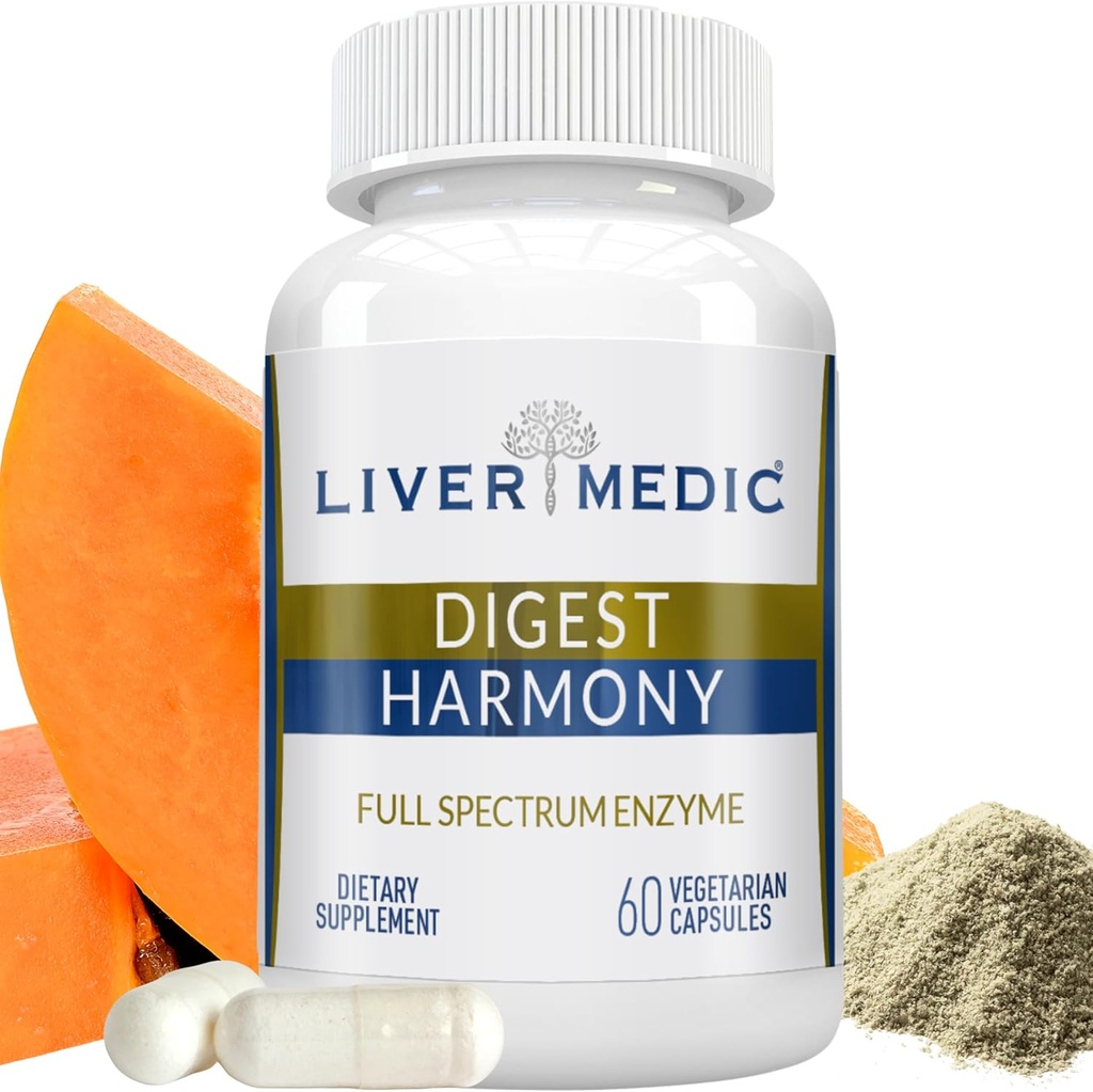 Digest Harmony Maksimum Kuvvetli Enzymes Gluten Hassasiyet Lipase, Pro, Cellulase, Aloe Vera Gallbladder, Bloating Relief ve Digestive Discomfort - 60 Capsules