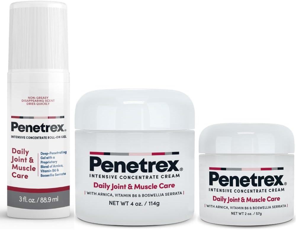 Penetrex Joint & Muscle Therapy Trio - Soothing Comfort for Back,Boy, Hands, Feet - Premium Whole Body, Rub with Arnica, Vitamin B6 MSM & Boswellia - 2oz, 3oz, 4oz