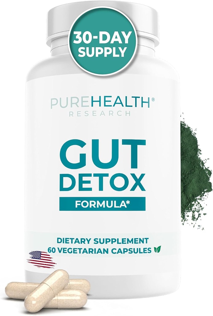 PUREHEALTH Research Gut Cleanse Formula Digestion Supplement - Πλήρης καθαρισμός των ούλων με Zeolite Detox & Zeolite Clinoptilolite - Καθαρισμός Επιβλαβών Χημικών Προϊόντων για Βέλτιστη Ευεξία -1 Μπουκάλι