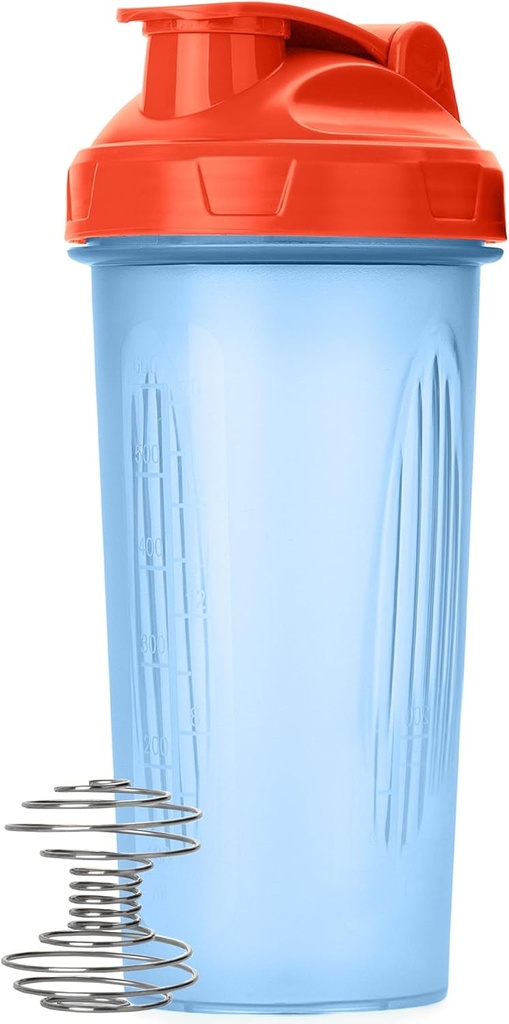Mr. Pen- Shaker Bottles for Protein Mixes, 28 oz, 1 Pack, Blue With Orange Top, Protein Shaker Bottle with Wire Whisk Ball, Blender Bottle