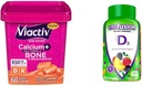 Viactivelli +Vitamin D3 Supplement Soft Chews, Caramel, 60 Chews - Gıda Diyeti Tamam ve Vitafüzyon Vitamini D3 Gummy Vitaminleri Bone ve Immune System Support, Peach, Blackberry