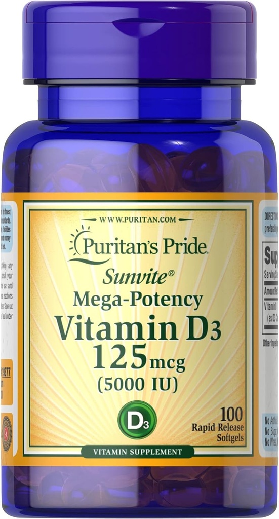 Puritan's Pride D3, 5000 IU, 100 Count