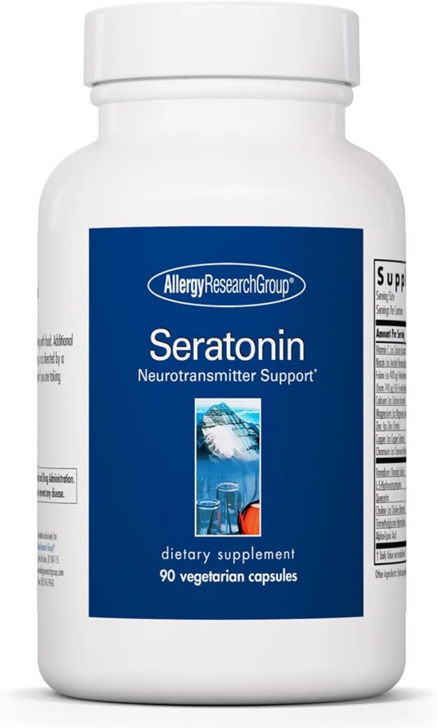 Alerji Araştırma Grubu Seratonin Supplement - Serotonin ATM, Stres ve Uyku Desteği, Erkekler ve Kadınlar için Serotonin Tamamları - 90 Vegetarian Capsules