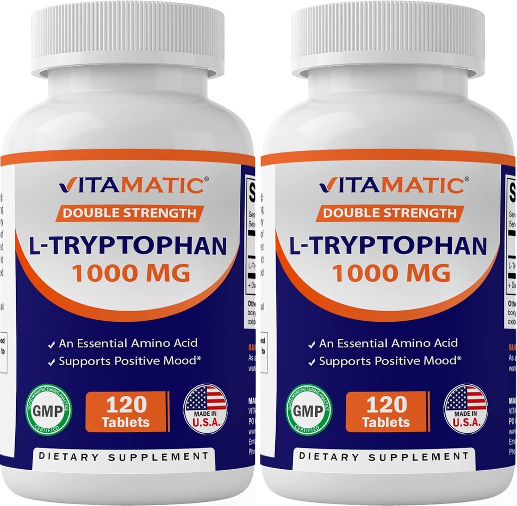 Vitamatic L- Tryptophan 1000mg 120 δισκία (120 δισκία (συσκευασία 1)) (2 φιάλες)