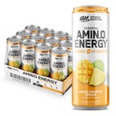 Optimum Beslenme Amino Enerji Koling Hydration Drink, Electrolytes, Caffeine, Amino Asits, BCAAs, Sugar Free, Mango Pineapple Limeade, 12 Fl Oz, 12 Pack (Pazarlama Mayıs Vary)