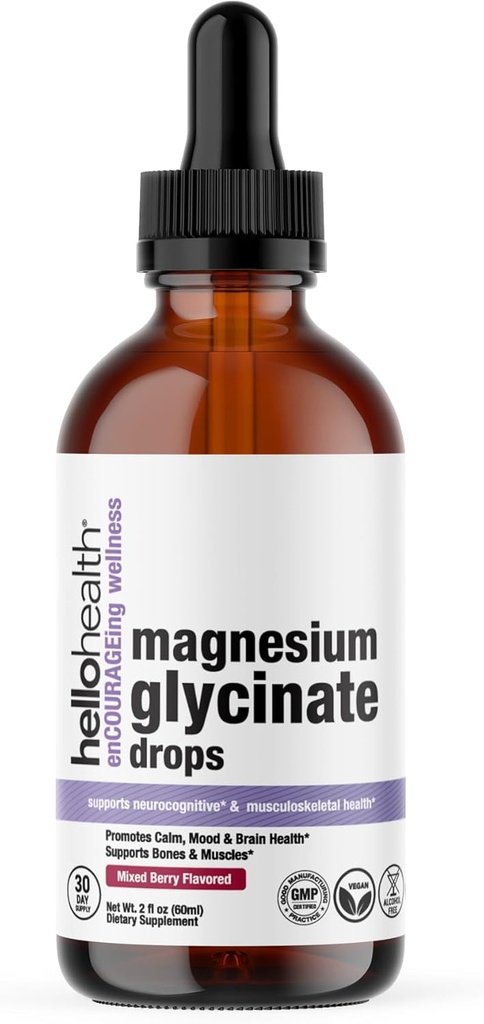Magnezyum Glycinate Liquid Supplement Women, Men & Kids – Magnezyum Bisglycinate 100 mg for Natural Calm, Muscle Recovery – Sıvı Vitaminler (30 Gün) – Berry Flavor