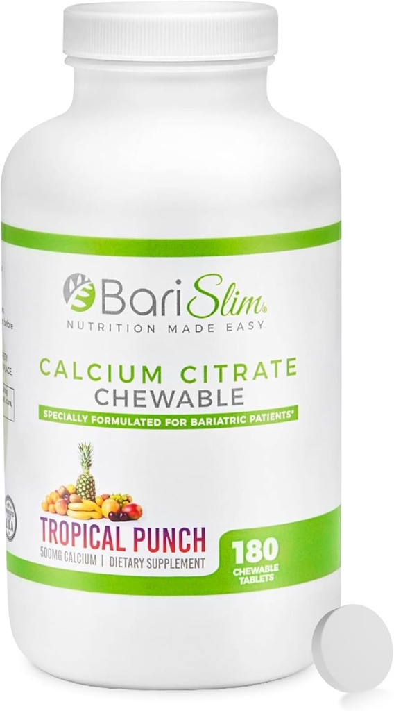 BariSlim Bariatriko Citrate with Magnezyum and Vitamin D Tabs - 500 mg of Kalsiyum Citrate Per Servis - Kilo kaybı Cerrahisi sonrası hastalar için formüle edildi | Tropikal Z (90 Hizmet)