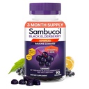 Sambucol Elderberry Gummies for Yetişkinler with Vitamin C; çinko; Sambucus Elderberry Gummies for Immune Support with High Antioksis; Gluten Free; Vegan; 1 Gummy Per Service; 90 Kont (90 Day Supply)