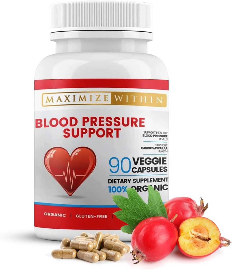 Premium Kan Basıncı Desteği Hawthorn, Hibiscus, Olive Leaf, Green Tea,., & Organik Herbs ile Sağlıklı Yaşam Tarzı için Supplement Capsules.