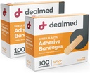 Dealmed Sheer Plastik Esnek Bantları - 100 Count (2 Pack) İlk Yardım Kit için Yara Bakımı, 3" x 3" x 3"