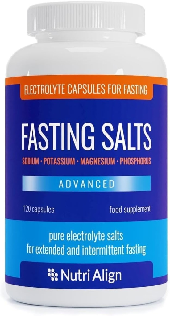Nutri-Align Fasting Salts Fasting Electrolytes Advanced, 120 Capsules | Pure Electrolytes for Fasting - Intermittent & Extended Fasting | sodyum P properties Magnezyum Elektrolytes | Sugar & Filler Ücretsiz