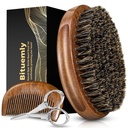 Ayıd Brush, Natural Boar Bristles Beard Finger for Men and Wooden Sandalwood Pocket Beard Comb Set, Face Hair Grooming Kit with Mustache Scisors as a Styling Tool, growth, Detangles, Shinee