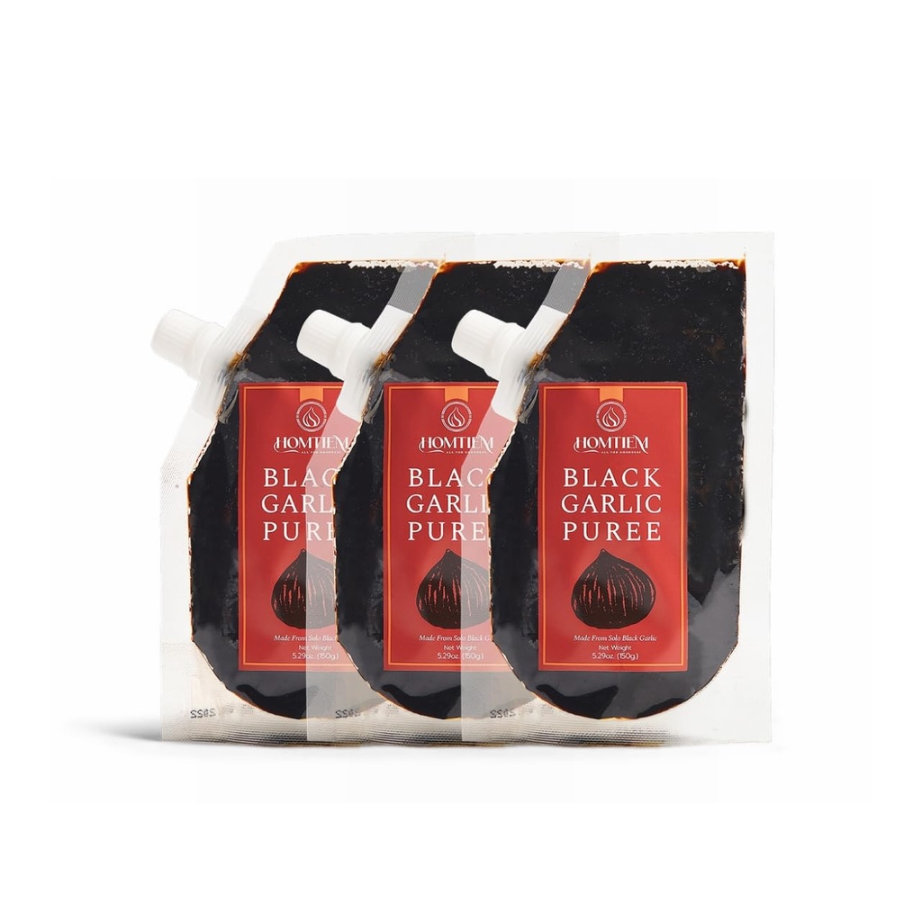 Homtiem Black. Puree 150g. (Made from 100% Solo Black Garlic), 90 gün boyunca Fermented, Non-GMO, Snacking and Cooking (3) için yemek için hazır (3)